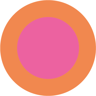 pegatina de circulo rosa con borde naranja
